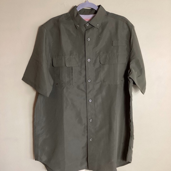 Mens Short/SL Shirt Sz. Lrg  Big/Tall NWOT Dark Green Camping Shirt - Picture 2 of 7